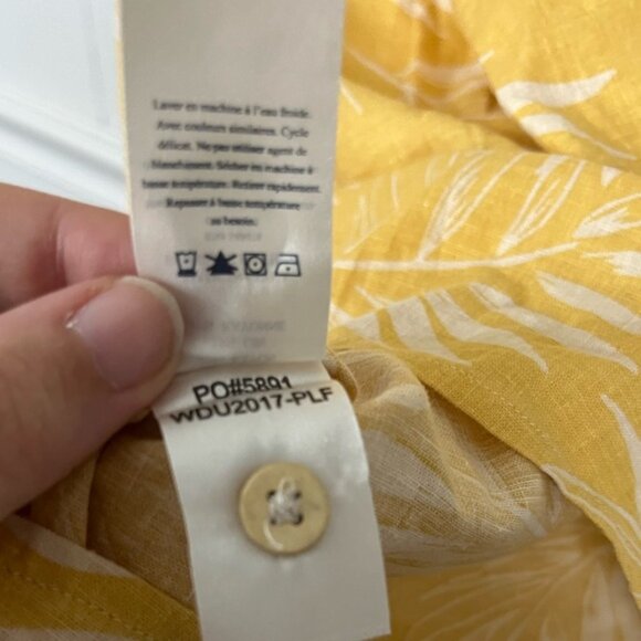 Faherty Linen Blend Floral Tropical Button Front A-Line Shirt Dress Size XL - Picture 5 of 10